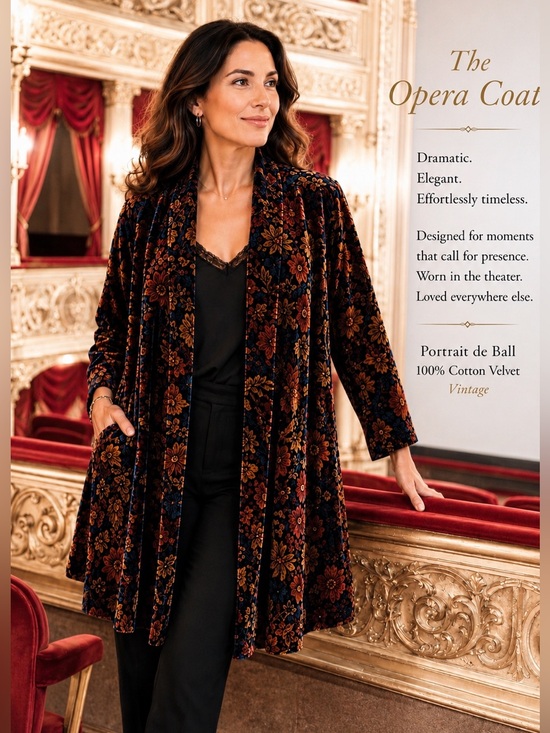 Portrait x de Ball Jackets & Blazers - Portrait x de Ball 100% Cotton Velvet Open Front Floral Opera Jacket Made in USA
